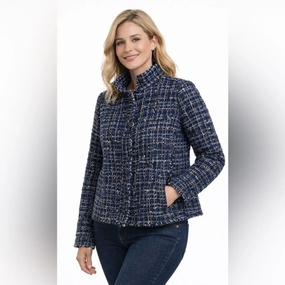 Blue and Black Tweed Moto Jacket NWT